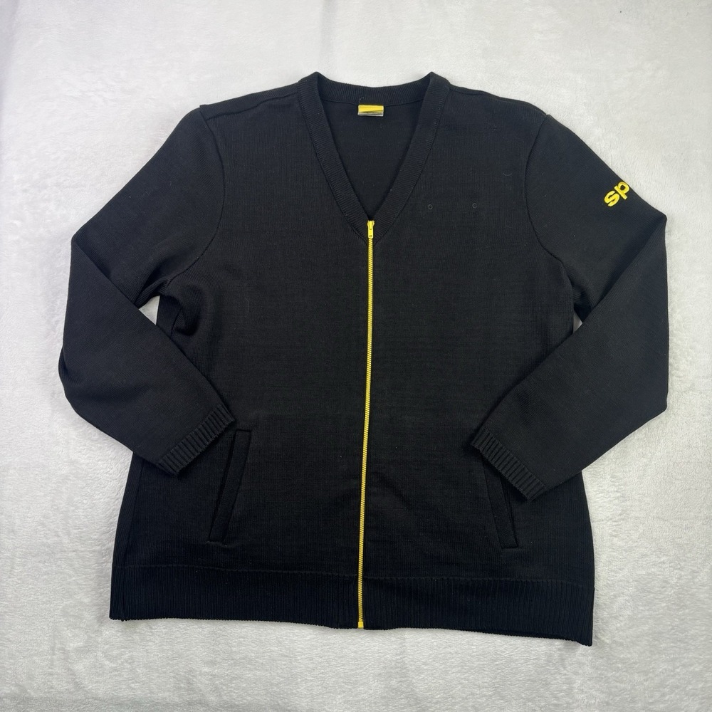 Spirit Airlines Black Full Zip Long Sleeve Cardigan Sweater Women's XL Knit